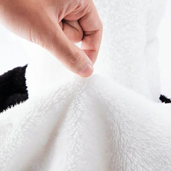 Silta ziemas balaklava no Panda kažokādas bērniem un pieaugušajiem L izmērs - melna/balta
