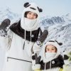 Silta ziemas balaklava no Panda kažokādas bērniem un pieaugušajiem L izmērs - melna/balta