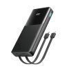 Powerbank 10000mAh ar iebūvētu USB-C iPhone Lightning kabeli - melns