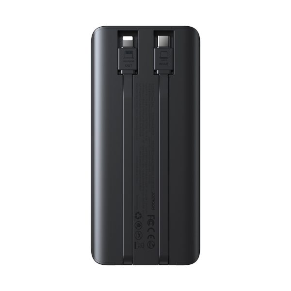 Powerbank 10000mAh ar iebūvētu USB-C iPhone Lightning kabeli - melns