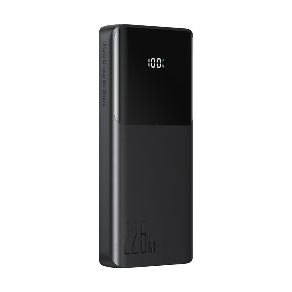 Powerbank 10000mAh ar iebūvētu USB-C iPhone Lightning kabeli - melns