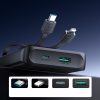 Powerbank 10000mAh ar iebūvētu USB-C iPhone Lightning kabeli - melns