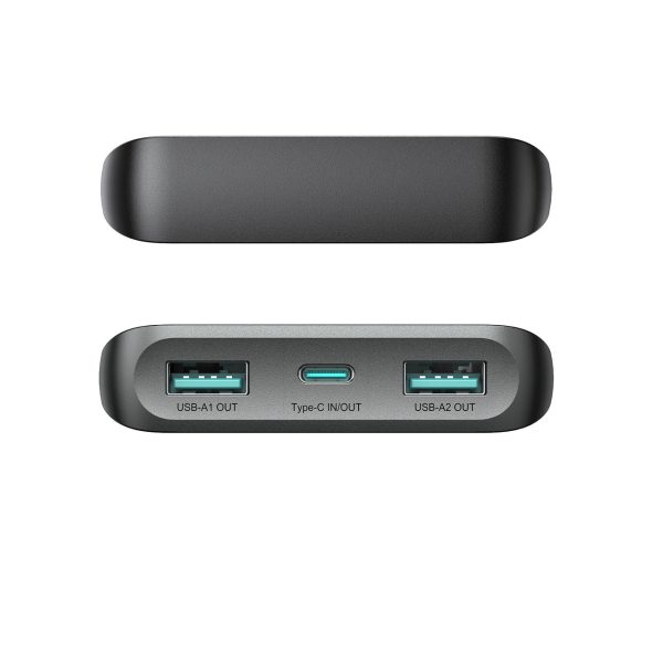 Powerbank 10000mAh 25W 2x USB-A 1x USB-C SFC - melns