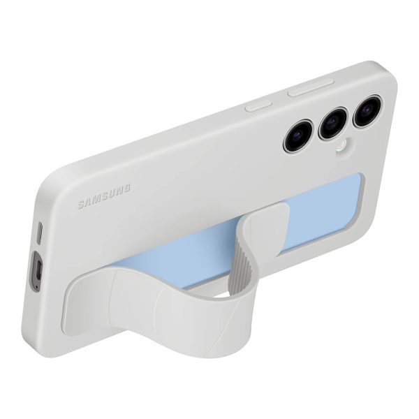 Samsung vertikāli stāvošs maciņš ar turētāju un statīvu priekš Galaxy S24 FE - pelēks