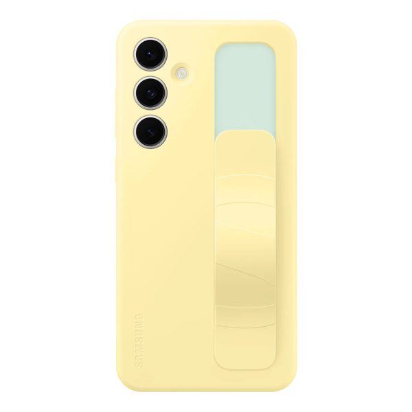 Samsung vertikāli stāvošs maciņš ar turētāju un statīvu priekš Galaxy S24 FE - dzeltens