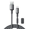 USB-A - iPhone Lightning kabelis ar magnētisku turētāju un organizatoru 1,2 m - pelēks