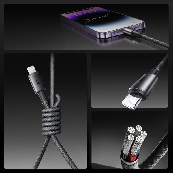 USB-A - iPhone Lightning kabelis ar magnētisku turētāju un organizatoru 1,2 m - pelēks