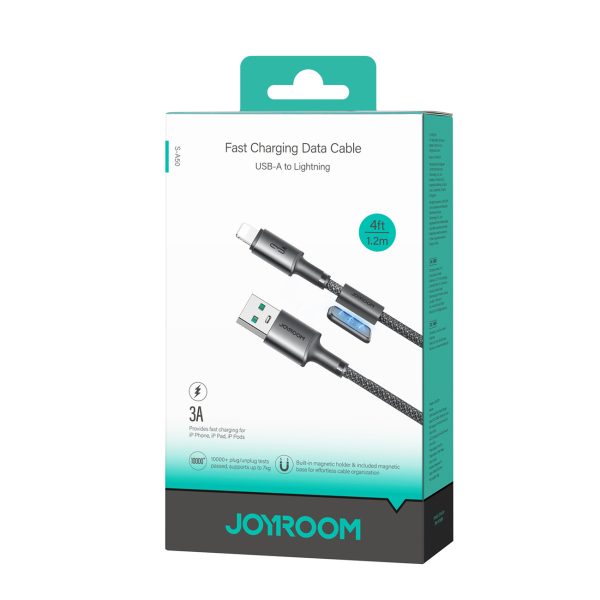 USB-A - iPhone Lightning kabelis ar magnētisku turētāju un organizatoru 1,2 m - pelēks