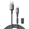USB-A - USB-C kabelis ar magnētisku turētāju un organizatoru 1,2 m - pelēks