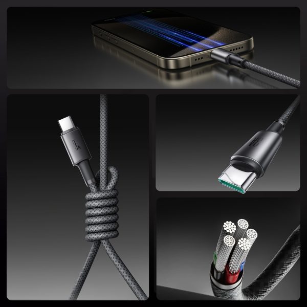 USB-A - USB-C kabelis ar magnētisku turētāju un organizatoru 1,2 m - pelēks