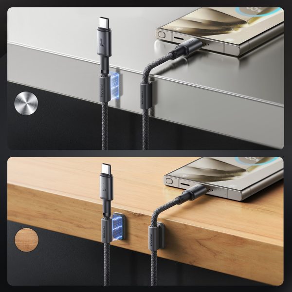 USB-A - USB-C kabelis ar magnētisku turētāju un organizatoru 1,2 m - pelēks