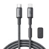 USB-C - iPhone Lightning kabelis ar magnētisku turētāju un organizatoru 1,2 m - pelēks