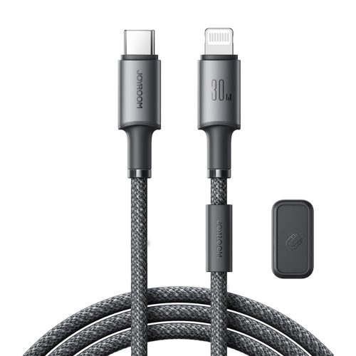 USB-C - iPhone Lightning kabelis ar magnētisku turētāju un organizatoru 1,2 m - pelēks