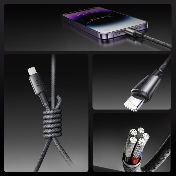 USB-C - iPhone Lightning kabelis ar magnētisku turētāju un organizatoru 1,2 m - pelēks