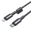 USB-C - iPhone Lightning kabelis ar magnētisku turētāju un organizatoru 1,2 m - pelēks