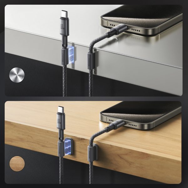 USB-C - USB-C kabelis ar magnētisku turētāju un organizatoru 1,2 m - pelēks