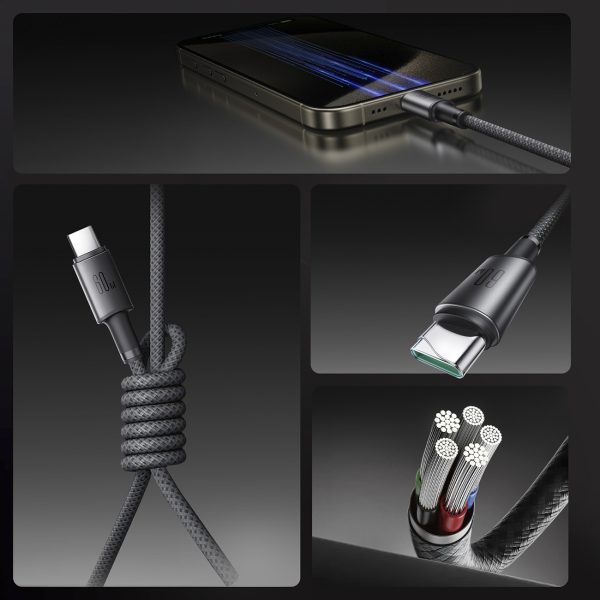 USB-C - USB-C kabelis ar magnētisku turētāju un organizatoru 1,2 m - pelēks