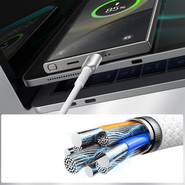Cutting-Edge sērijas 3A USB-A - USB-C 1,2 m kabelis - pelēks