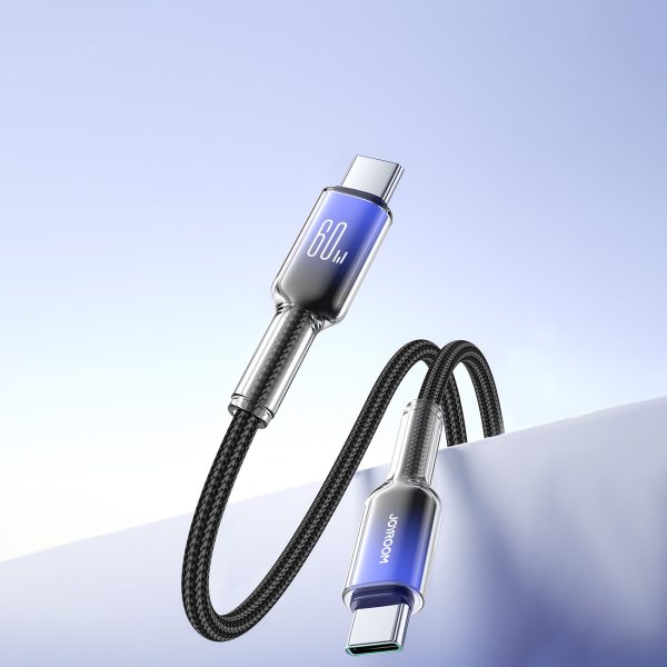 Crystal-Clear sērijas 60 W USB-C - USB-C 1,2 m kabelis - melns
