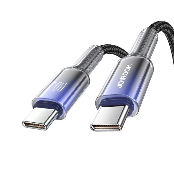 Crystal-Clear sērijas 60 W USB-C - USB-C 1,2 m kabelis - melns