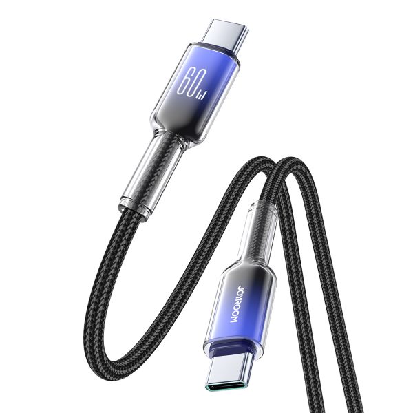 Crystal-Clear sērijas 60 W USB-C - USB-C 1,2 m kabelis - melns