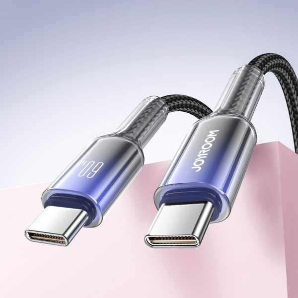 Crystal-Clear sērijas 60 W USB-C - USB-C 1,2 m kabelis - melns