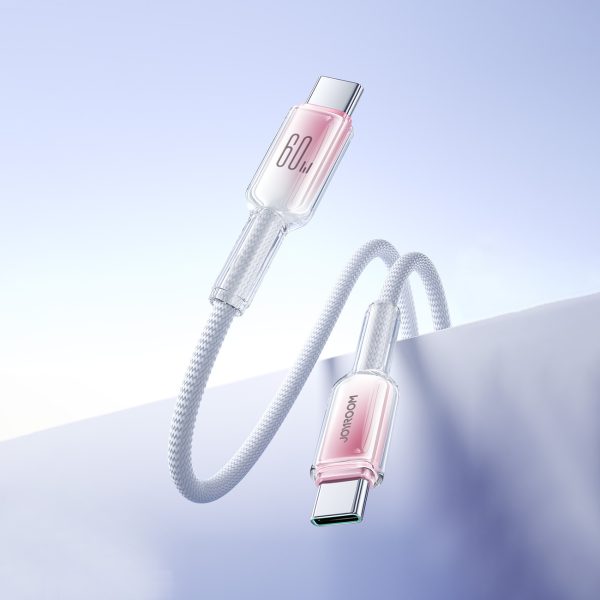 Crystal-Clear sērijas 60 W USB-C - USB-C 1,2 m kabelis - balts