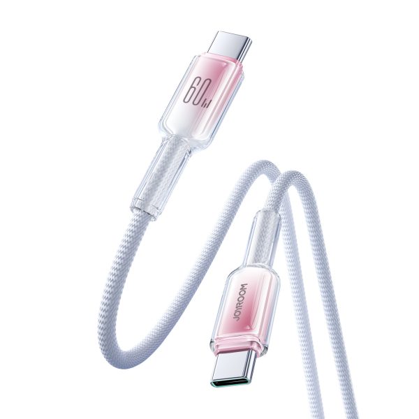 Crystal-Clear sērijas 60 W USB-C - USB-C 1,2 m kabelis - balts
