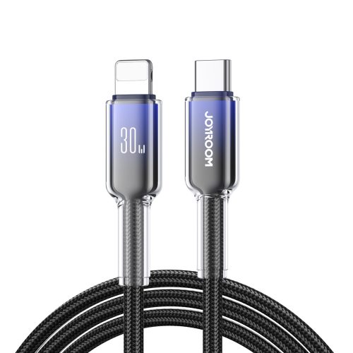 Crystal-Clear sērijas 30 W USB-C - iPhone Lightning kabelis 1,2 m - melns