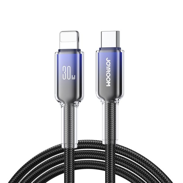 Crystal-Clear sērijas 30 W USB-C - iPhone Lightning kabelis 1,2 m - melns