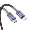 Crystal-Clear sērijas 30 W USB-C - iPhone Lightning kabelis 1,2 m - melns