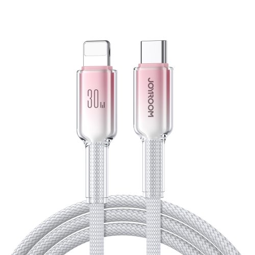 Crystal-Clear sērijas 30 W USB-C - iPhone Lightning kabelis 1,2 m - balts