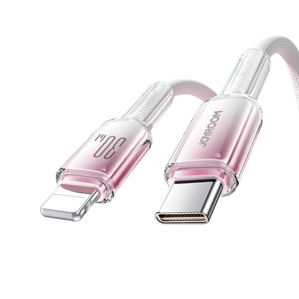 Crystal-Clear sērijas 30 W USB-C - iPhone Lightning kabelis 1,2 m - balts