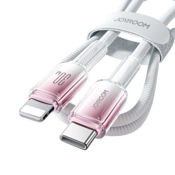 Crystal-Clear sērijas 30 W USB-C - iPhone Lightning kabelis 1,2 m - balts