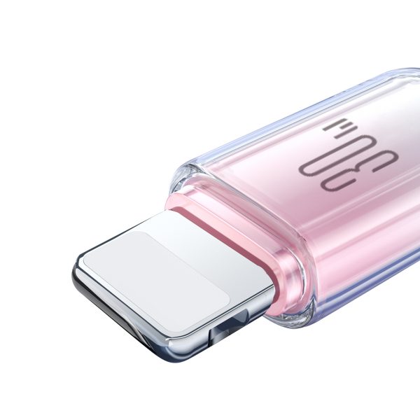 Crystal-Clear sērijas 30 W USB-C - iPhone Lightning kabelis 1,2 m - balts