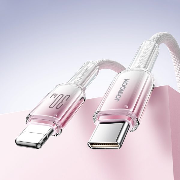 Crystal-Clear sērijas 30 W USB-C - iPhone Lightning kabelis 1,2 m - balts