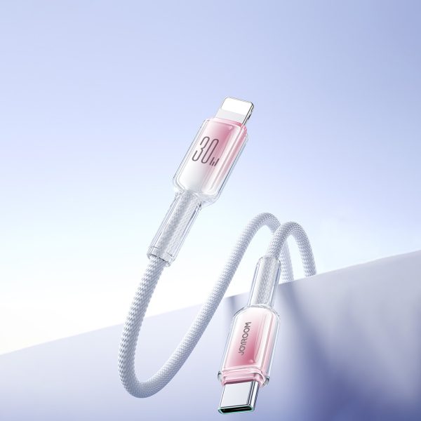 Crystal-Clear sērijas 30 W USB-C - iPhone Lightning kabelis 1,2 m - balts