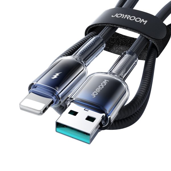 Crystal-Clear sērijas 3A USB-A - iPhone Lightning kabelis 1,2 m - melns