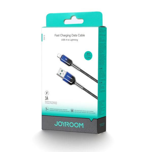 Crystal-Clear sērijas 3A USB-A - iPhone Lightning kabelis 1,2 m - melns