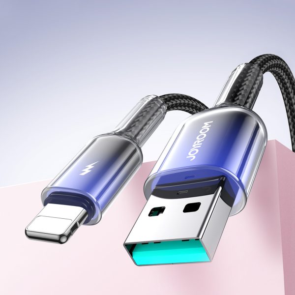 Crystal-Clear sērijas 3A USB-A - iPhone Lightning kabelis 1,2 m - melns