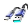 Crystal-Clear sērijas 3A USB-A - USB-C kabelis 1,2 m - melns