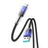 Crystal-Clear sērijas 3A USB-A - USB-C kabelis 1,2 m - melns