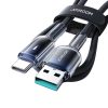 Crystal-Clear sērijas 3A USB-A - USB-C kabelis 1,2 m - melns