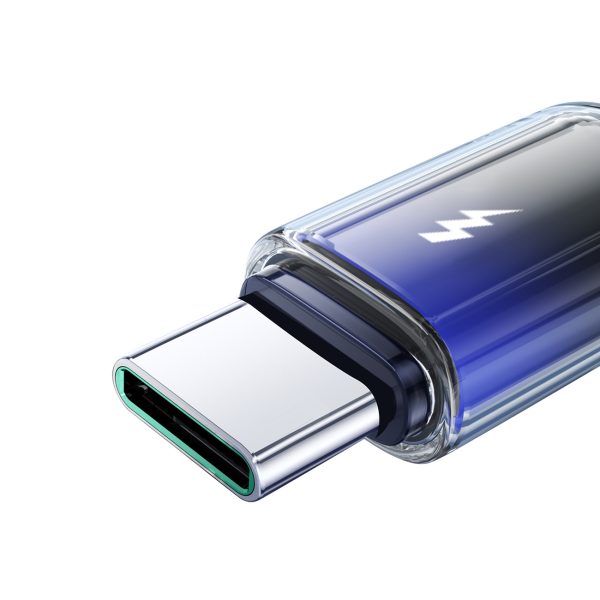 Crystal-Clear sērijas 3A USB-A - USB-C kabelis 1,2 m - melns