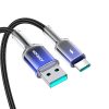 Crystal-Clear sērijas 3A USB-A - USB-C kabelis 1,2 m - melns