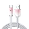 Crystal-Clear sērijas 3A USB-A - USB-C kabelis 1,2 m - balts