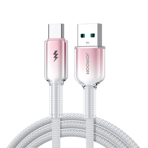 Crystal-Clear sērijas 3A USB-A - USB-C kabelis 1,2 m - balts