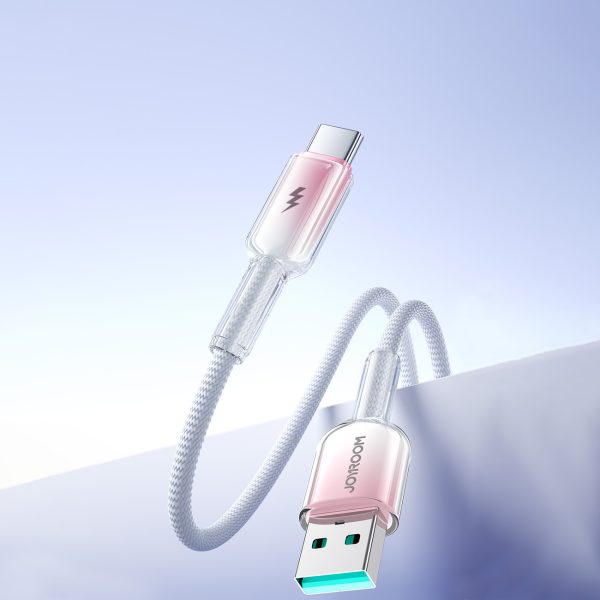Crystal-Clear sērijas 3A USB-A - USB-C kabelis 1,2 m - balts