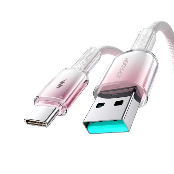 Crystal-Clear sērijas 3A USB-A - USB-C kabelis 1,2 m - balts