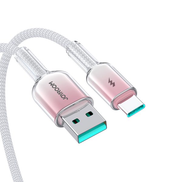 Crystal-Clear sērijas 3A USB-A - USB-C kabelis 1,2 m - balts
